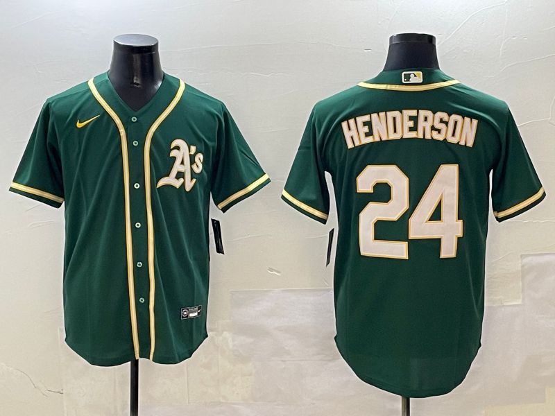 Men Oakland Athletics #24 Henderson Green Game 2025 Nike MLB Jersey style 6
